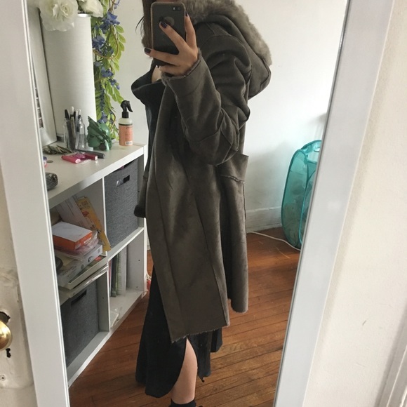 Calvin Klein Faux fur hood coat - Picture 2 of 3